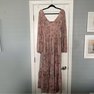 Torrid Smocked Bodice Maxi Dress Pink Floral Print size 2 2X